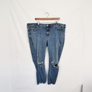 Silver Jeans Women's Boyfriend Jeans - Distressed Blue Denim